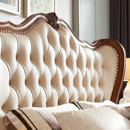 Sheesham Wood luxurious Bed |  Upholstered Bed  | King/Queen | Hand Carved Design With high Quality Leatherette