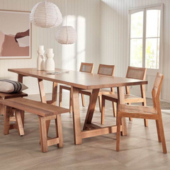 Sheesham Wood Table Set | Stylish Modern Dining Set | Dining Table With Bench | All Sizes