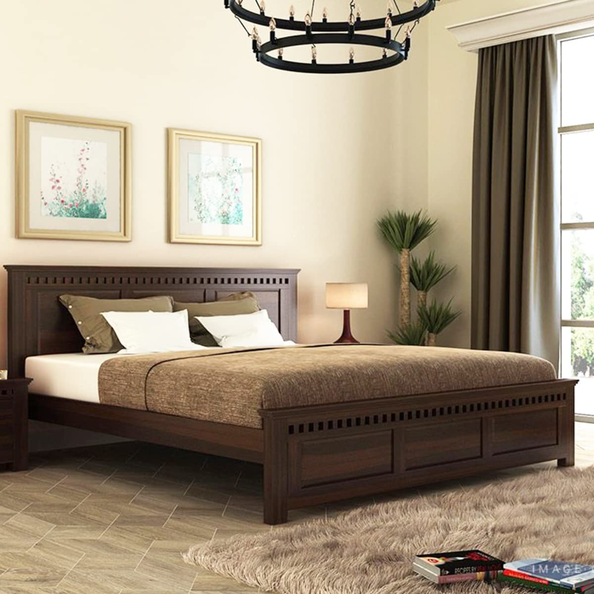 Modern Bed Design | Wooden Bed in Sheesham Wood | King/Queen Size | Wooden Furniture