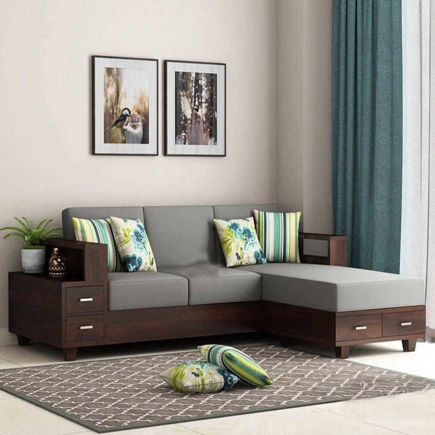 L Shape Sofa | Modern Sofa Set Design | Sheesham Wood Corner Sofa With Storage