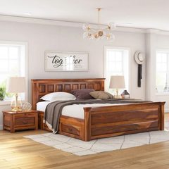 Luxurious Bed Design | Wood Carving Bed made up of Sheesham Wood | King/Queen Size |Wooden Headboard