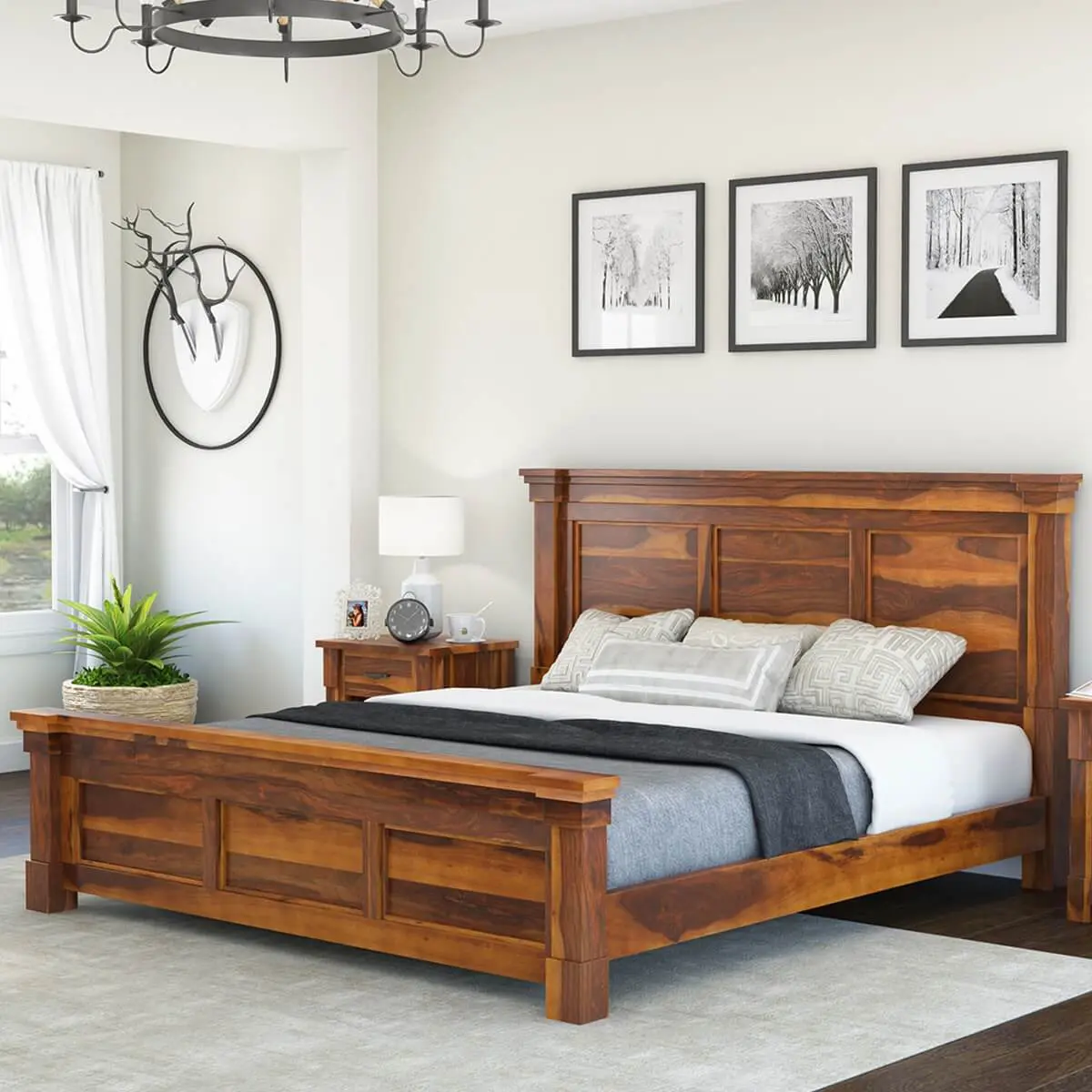 Modern Bed Design | Wooden Bed in Sheesham Wood | King/Queen Size | high Quility Sheesham Wood Bedroom Furniture