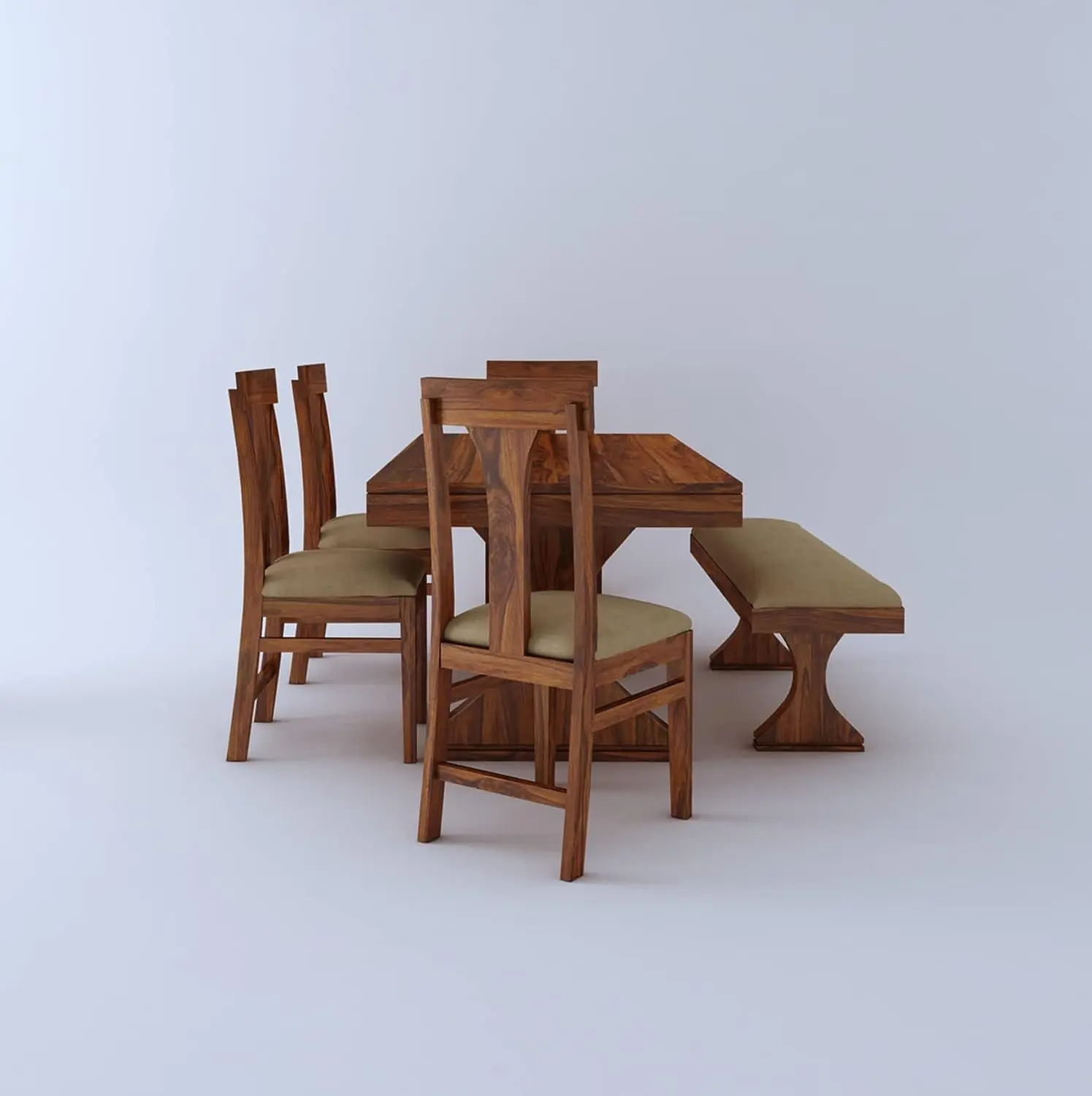 Modern Dining Set 6 Seater | Dining Set with Bench | Sheesham Wood | Sheesham Wood | All Size