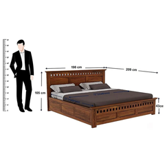 Modern Bed With Storage | Wooden Storage Bed in Sheesham Wood |  King/Queen Size | Wooden Headboard