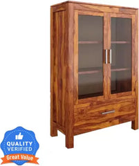 THE ATTIC Solid Wood Crockery Cabinet  (Finish Color - honey, Pre-assembled)