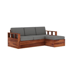 Modern L Shaped Sofa | L Sectional Sofa | Sheesham Wood Sofa With Storage