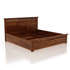 Modern Bed With Storage | Wooden Storage Bed in Sheesham Wood |  King/Queen Size | Wooden Headboard