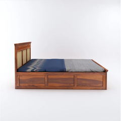 Indian Bed Design | Wood Carving Bed made up of Sheesham Wood | King/Queen Size | Cane Headboard Design