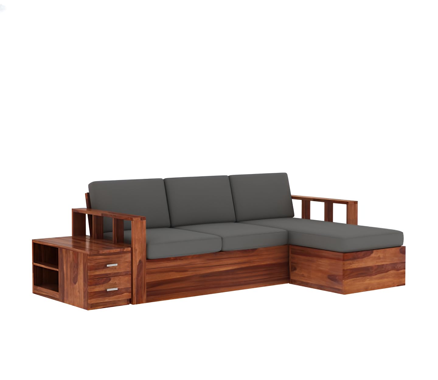 Modern L Shaped Sofa | L Sectional Sofa | Sheesham Wood Sofa With Storage