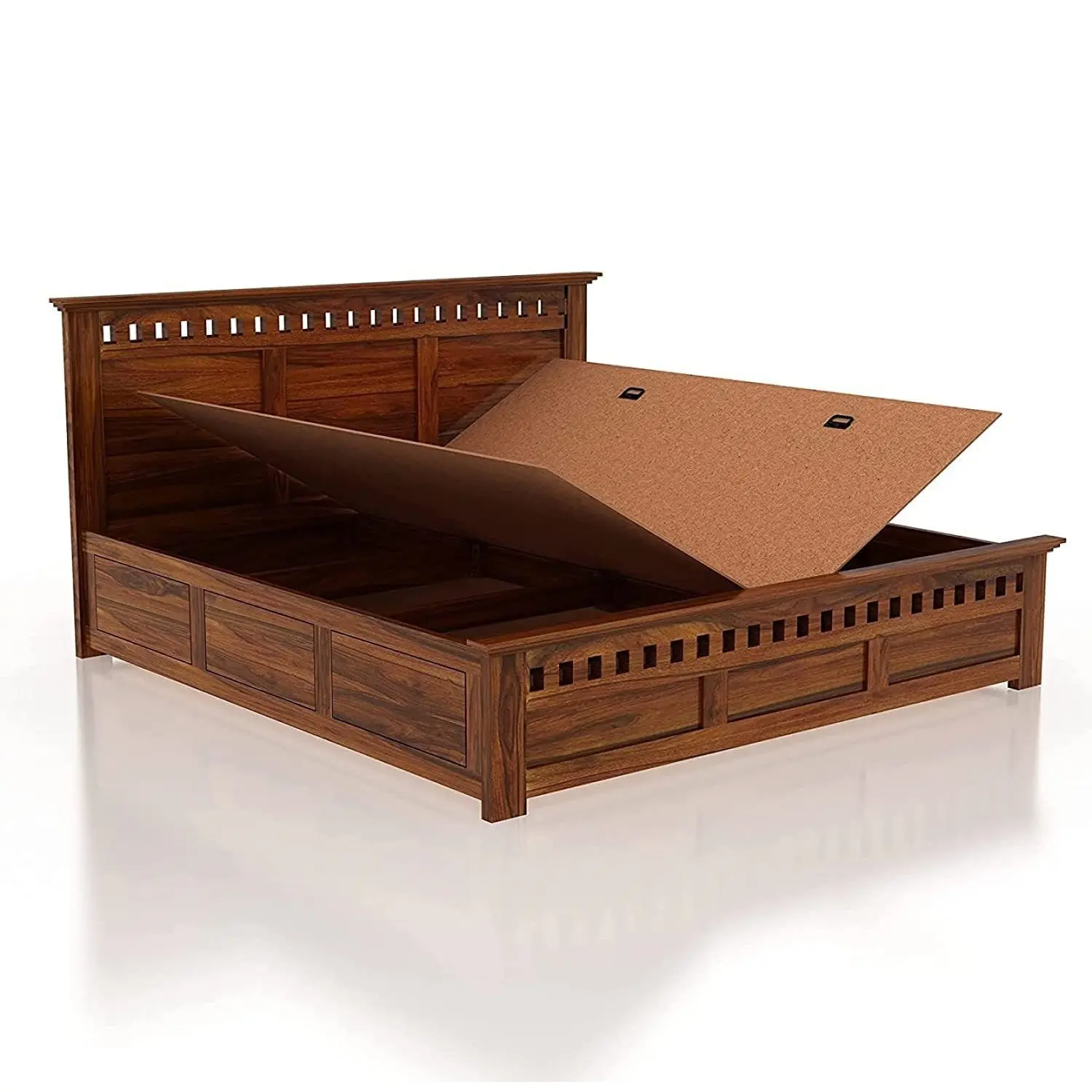 Modern Bed With Storage | Wooden Storage Bed in Sheesham Wood |  King/Queen Size | Wooden Headboard