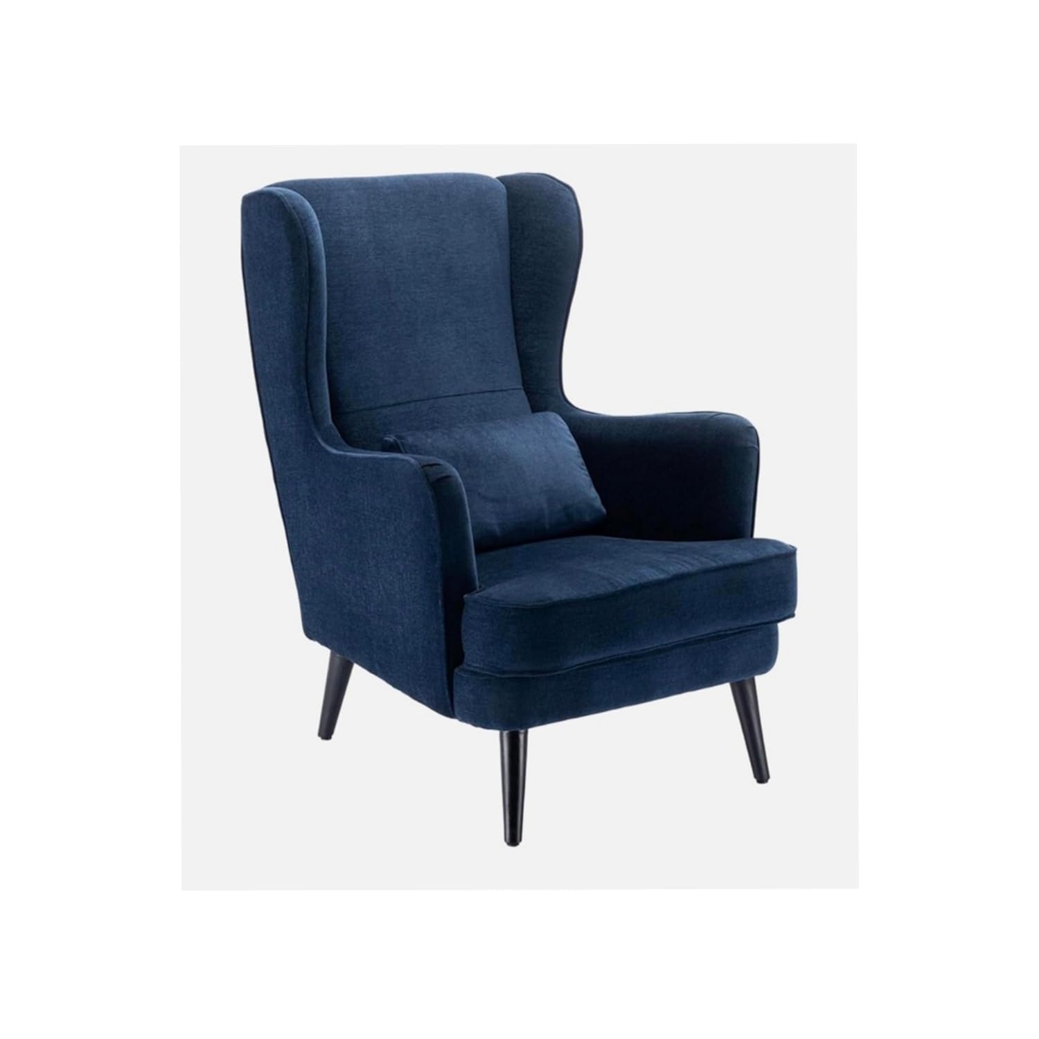 LNW Wooden Wing Chair | High Back Chair | Arm Chair For Living Room Bedroom Dark Blue