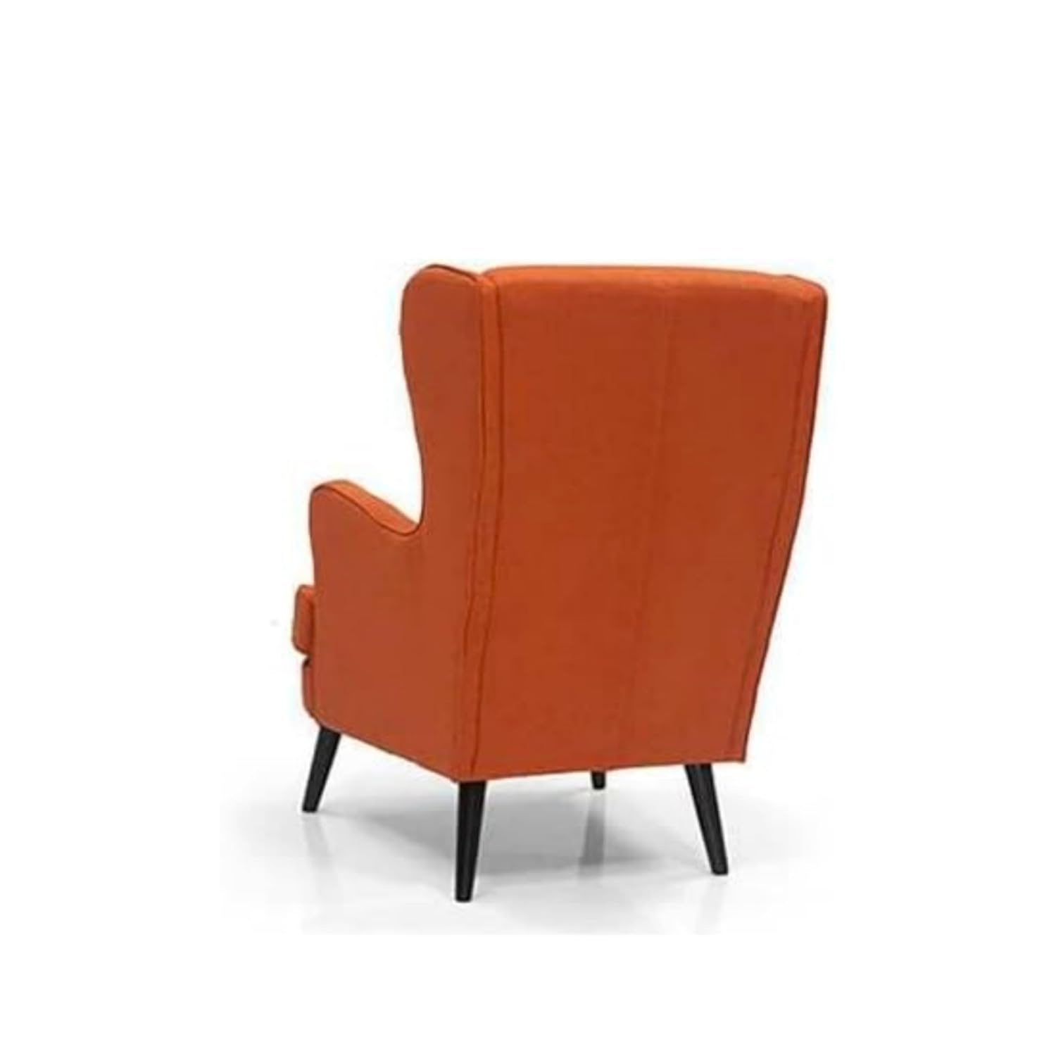 LNW Wooden Wing Chair | High Back Chair | Arm Chair For Living Room Bedroom Dark Orange