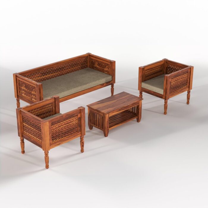 Wooden Sofa Set Design Indian Style | Solid Sheesham wood | Traditional Style Sofa With CNC Design