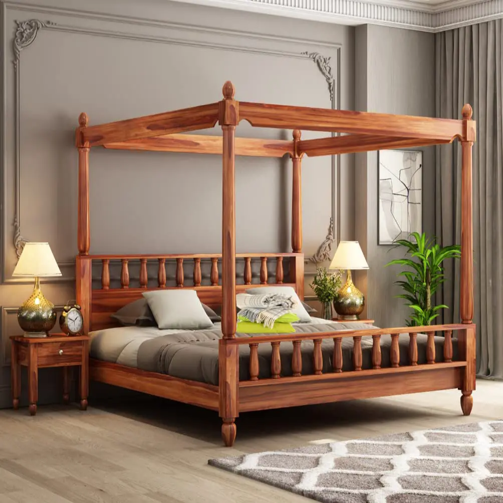 Indian Bed Design | Wood Carving Bed made up of Sheesham Wood | King/Queen Size | High Hight