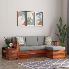 Modern L Shaped Sofa | L Sectional Sofa | Sheesham Wood Sofa With Storage