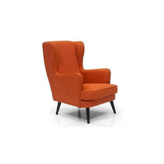 LNW Wooden Wing Chair | High Back Chair | Arm Chair For Living Room Bedroom Dark Orange