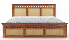 Indian Bed Design | Wood Carving Bed made up of Sheesham Wood | King/Queen Size |3 Side cane Design |  Cane Headboard Design