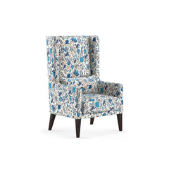 LNW Wooden Flower Printed  Wing Chair | High Back Chair | Arm Chair For Living Room Bedroom Floral Print