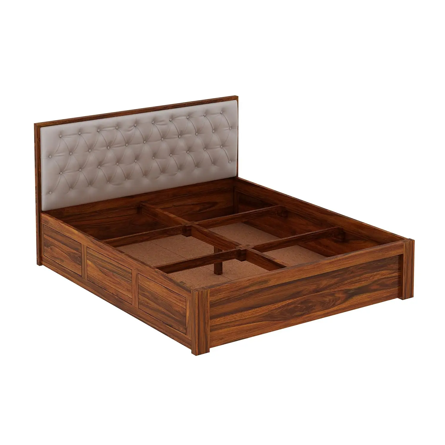 Sheesham Wood Bed | Palang Design  | Wooden Storage Bed in Sheesham |  King/Queen Size