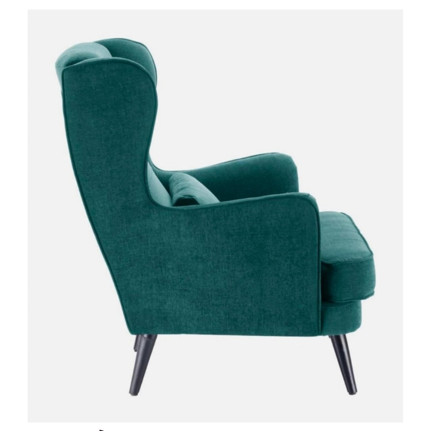 LNW Wooden Wing Chair | High Back Chair | Arm Chair For Living Room Bedroom Dark Green