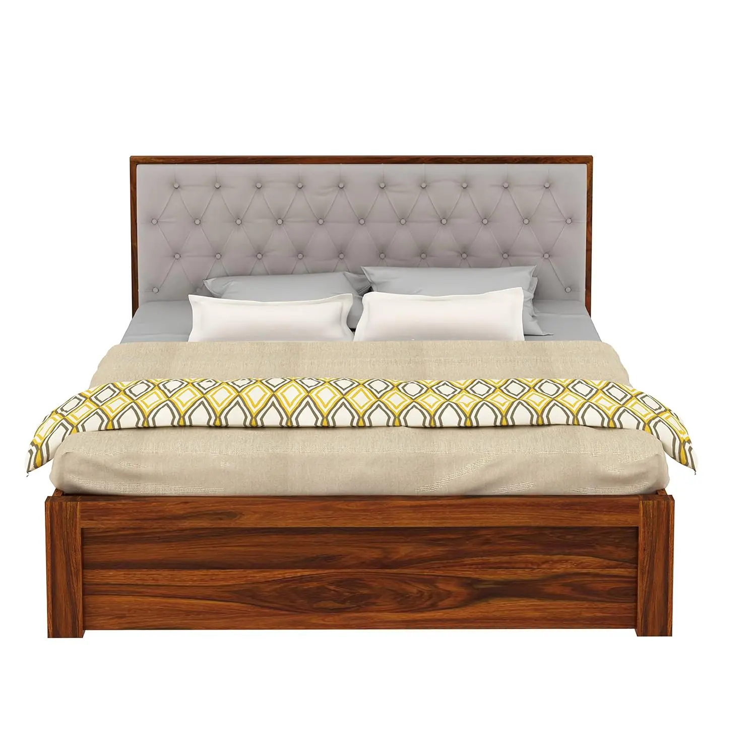 Sheesham Wood Bed | Palang Design  | Wooden Storage Bed in Sheesham |  King/Queen Size