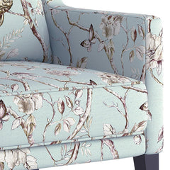 LNW Wooden Flower Printed  Wing Chair | High Back Chair | Arm Chair For Living Room Bedroom Floral Print