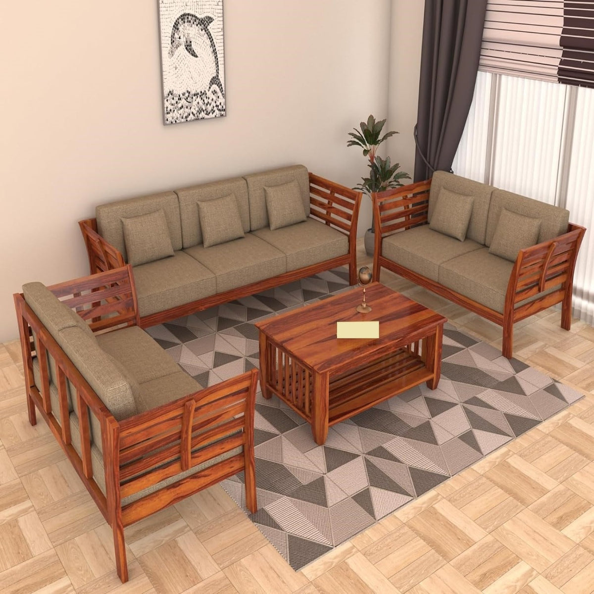 Latest Wooden Sofa | Contemporary Sofa Set Design | Sheesham Wood | Round Handrest Sofa Design