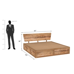 Modern Bed | Wooden Storage Bed in Mango Wood |  King/Queen Size | Simple Headboard