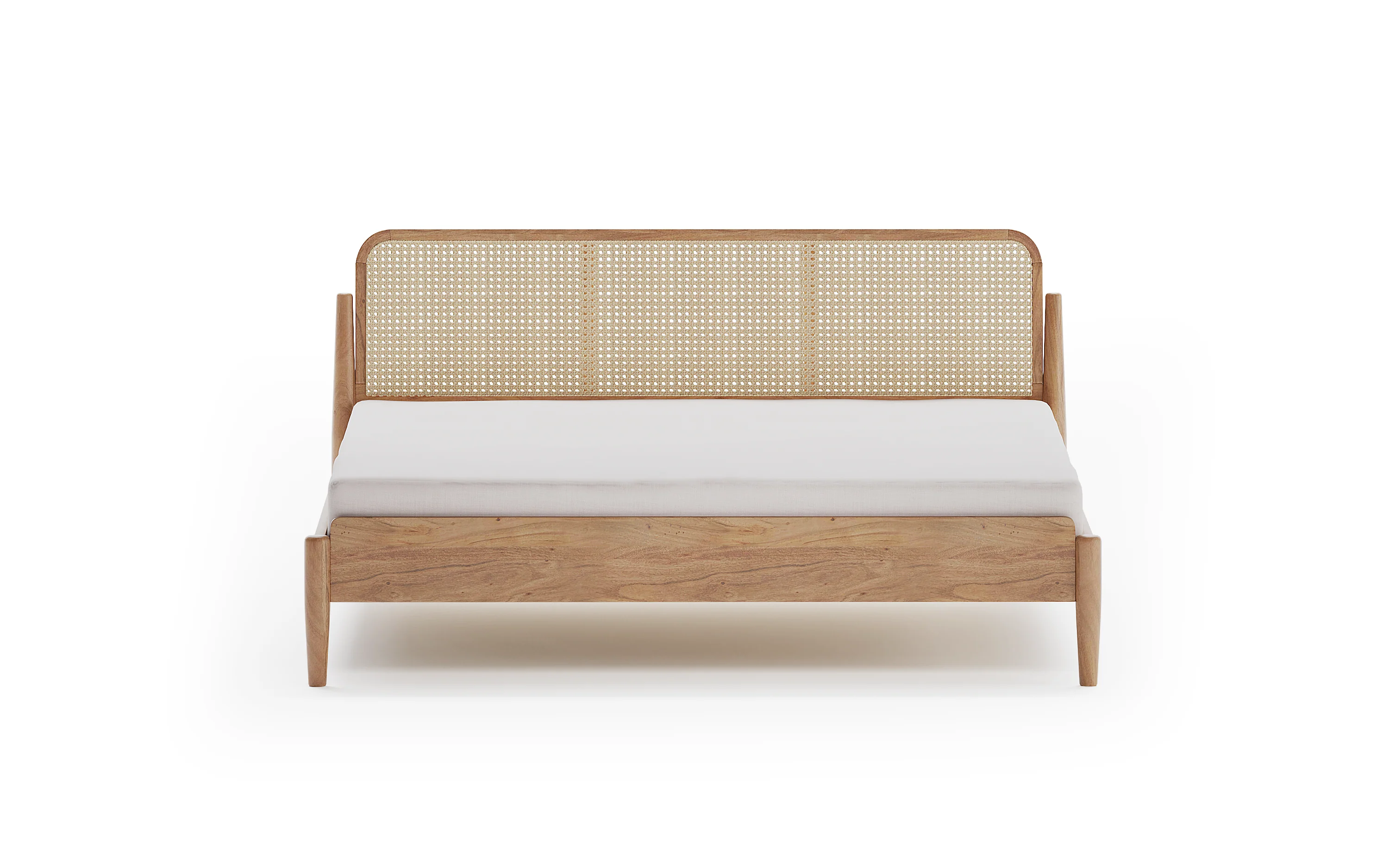 Modern Bed Design | Wooden Bed in Mango Wood | King/Queen Size| Latest Bed Design in Cane Headboard