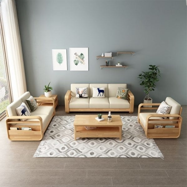 Sofa Set | Wooden Sofa Design | Contemporary Premium Pine Wood | Sofa Set For Living Room