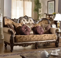 Leather Sofa | Contemporary Sofa Set Design | Sheesham Wood Hand Carved Set