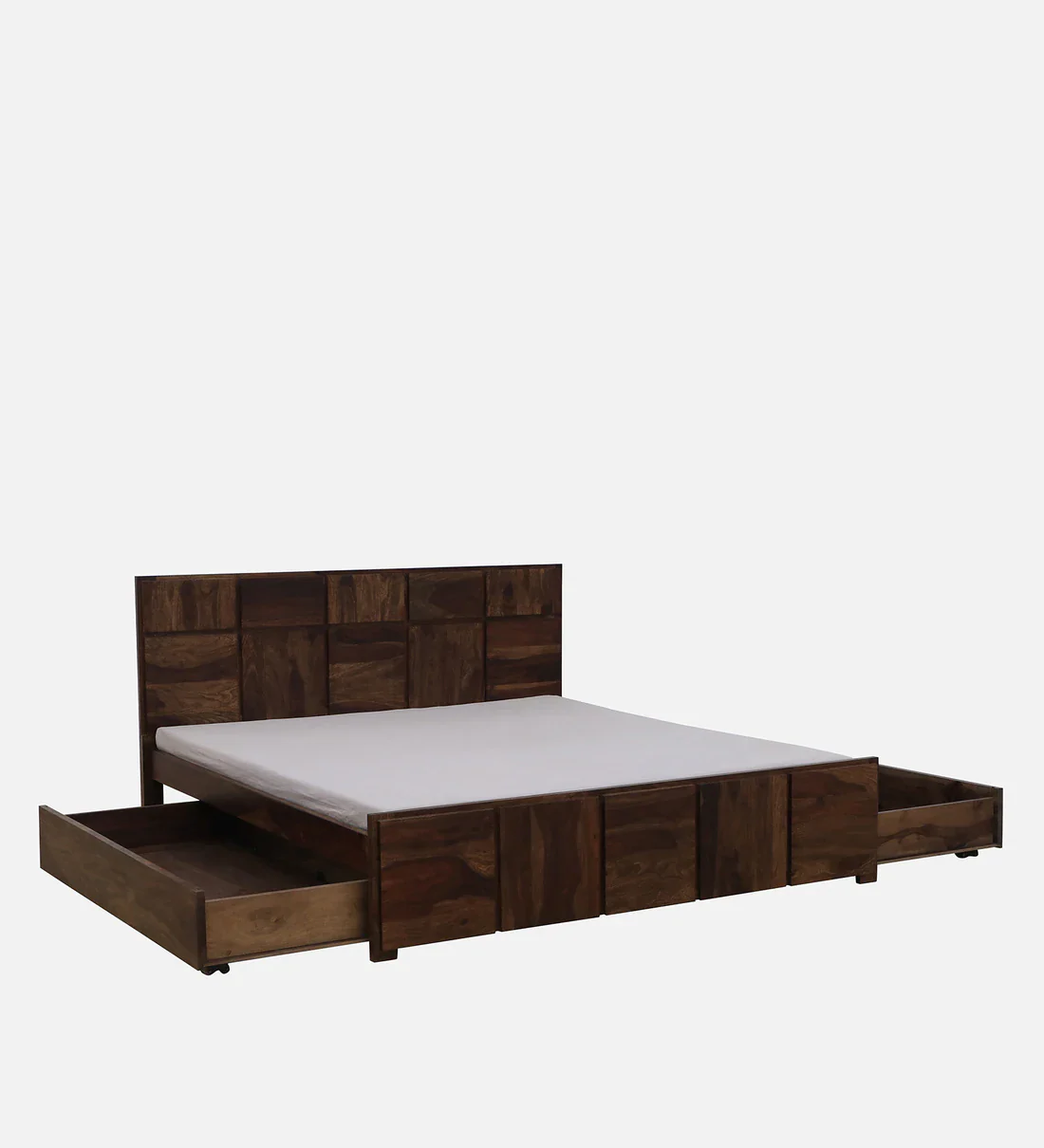 Sheesham Wood Bed | Palang Design  | Wooden Storage Bed in Sheesham |  King/Queen Size | Square Box  Headboard