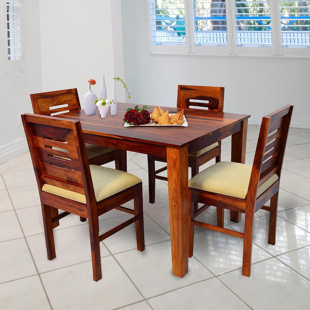 Solid Wood Dining Table Set | Wooden Dining Table and Chair | Sheesham Wood