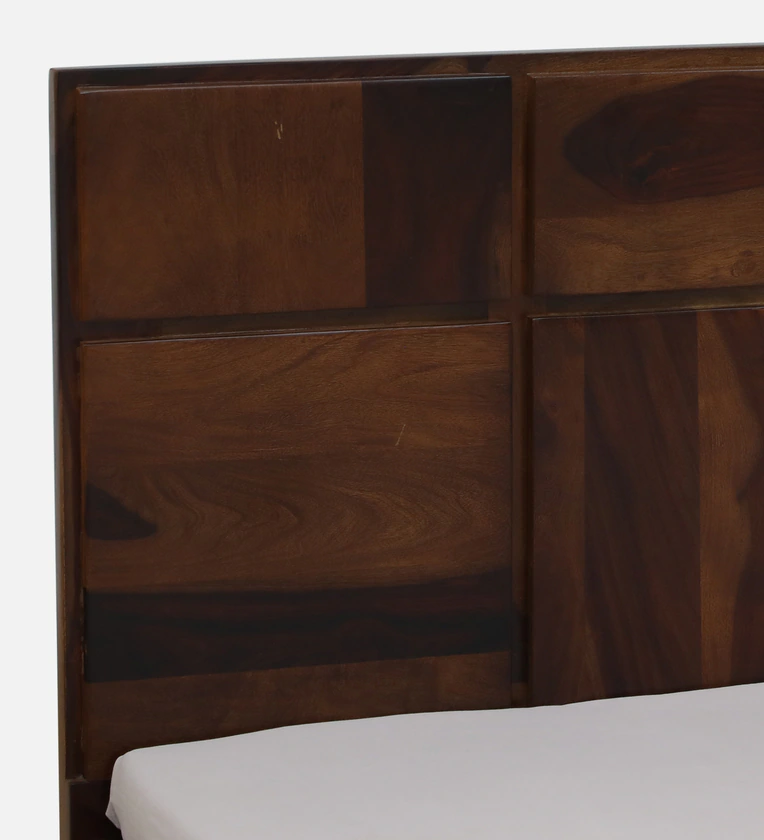 Sheesham Wood Bed | Wooden Storage Bed in Sheesham |  King/Queen Size | Square Box  Headboard