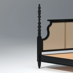 Indian Bed Design | Wood Carving Bed made up of Sheesham Wood | King/Queen Size | Cane Headboard