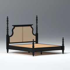 Indian Bed Design | Wood Carving Bed made up of Sheesham Wood | King/Queen Size | Cane Headboard